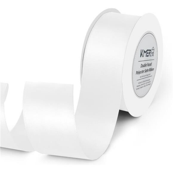 White Satin Ribbon 1 5 Inch Wide 25 Yards Double Face Ribbon for Wedding Crafts - Picture 1 of 7